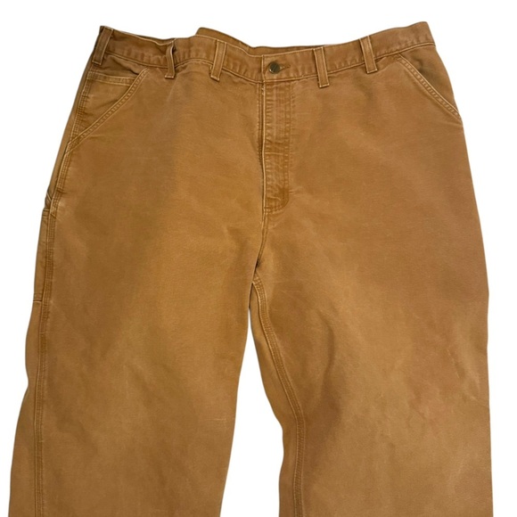 Carhartt original dungarees tan canvas utility pants 44 X 32 big & tall - Picture 3 of 8